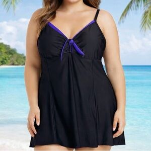 Shore Club Swimsuits for All Swim Dress Swimsuit Womens‎ 16 Black Padded Bra